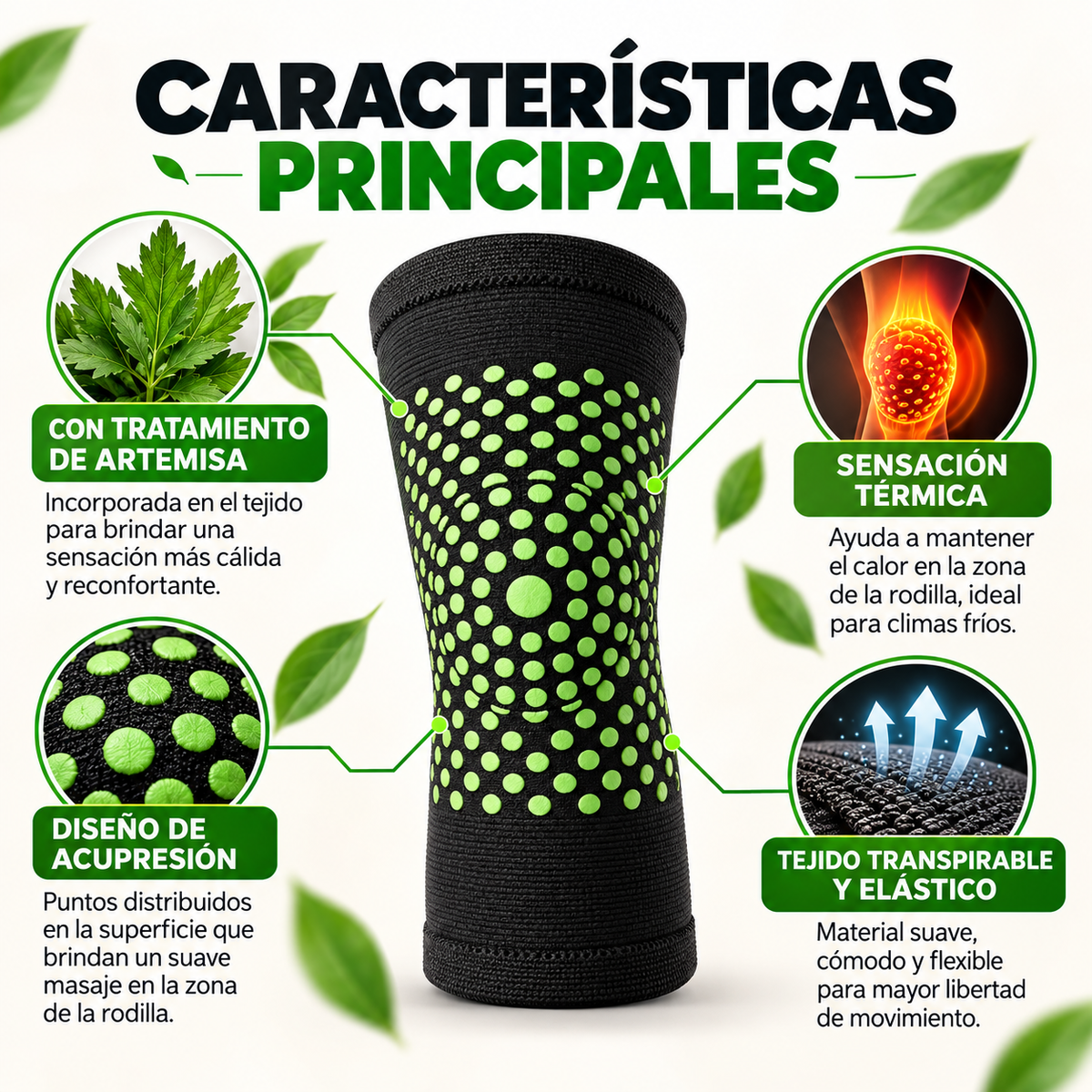 Rodillera Termica Artemisa + Regalo Parches Desinflamantes